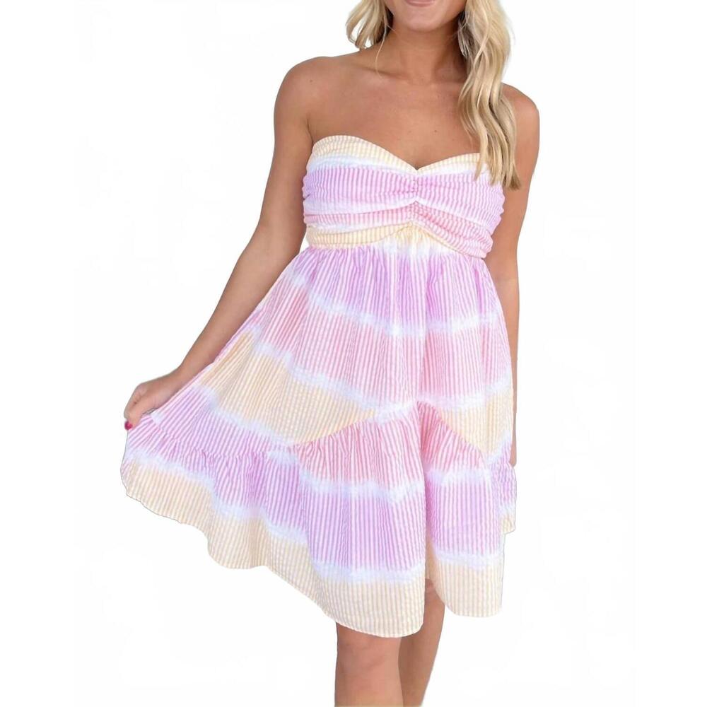 NEW DAY + MOON seersucker tube dress in multi